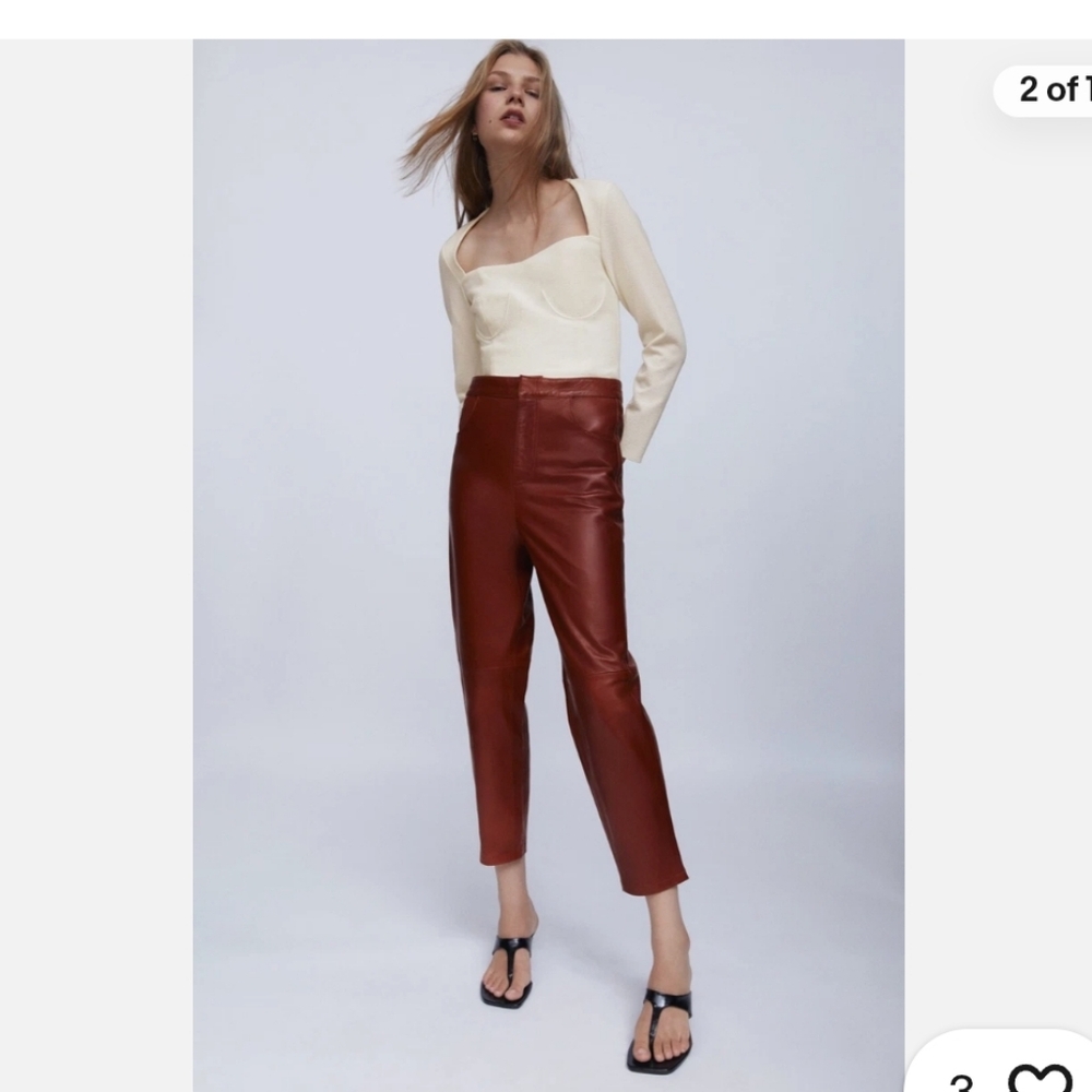 Zara Rich Brown Leather Trousers